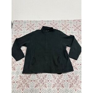 Blue Mountain Mens 1X Black Quilted Quarter Zip Pullover Sweatshirt Mock Neck